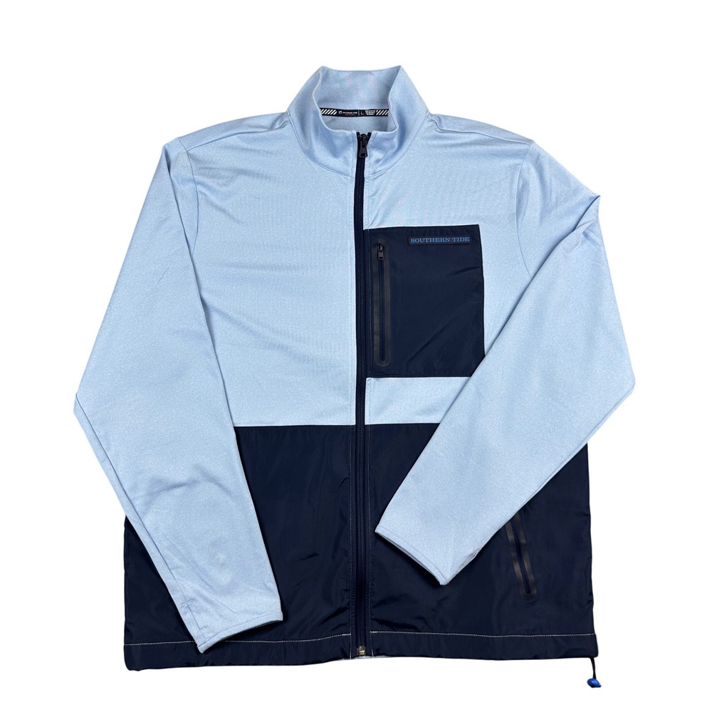Southern Tide Mens Tide to Trail Colorblock Full Zip Performance Jacket Blue L